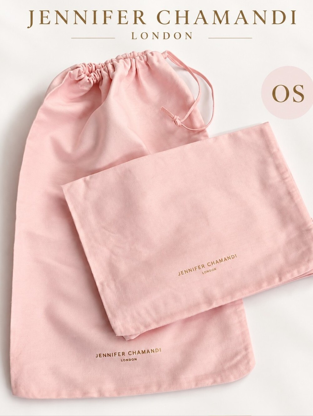 Jennifer Chamandi London Pink Dust Bags Set of 2 Authentic